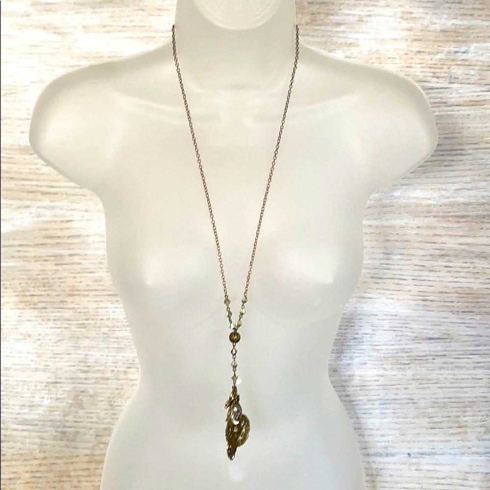 Guess long pendant bronze necklace